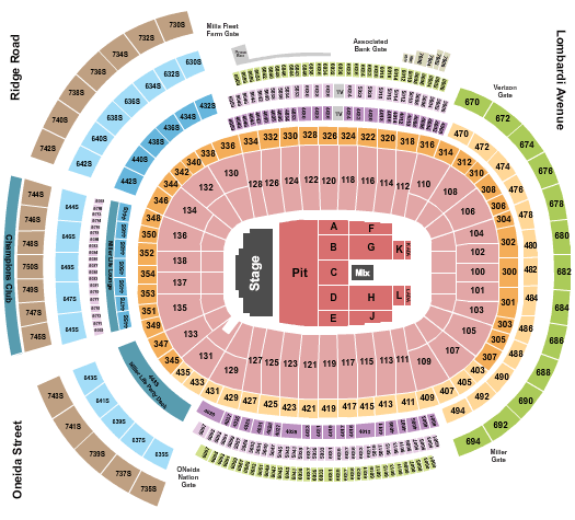 Lambeau Field Luke Combs Seating Chart